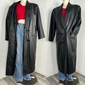 Vintage leather Trench Double Breasted Trench Coat Women’s Oversized Medium